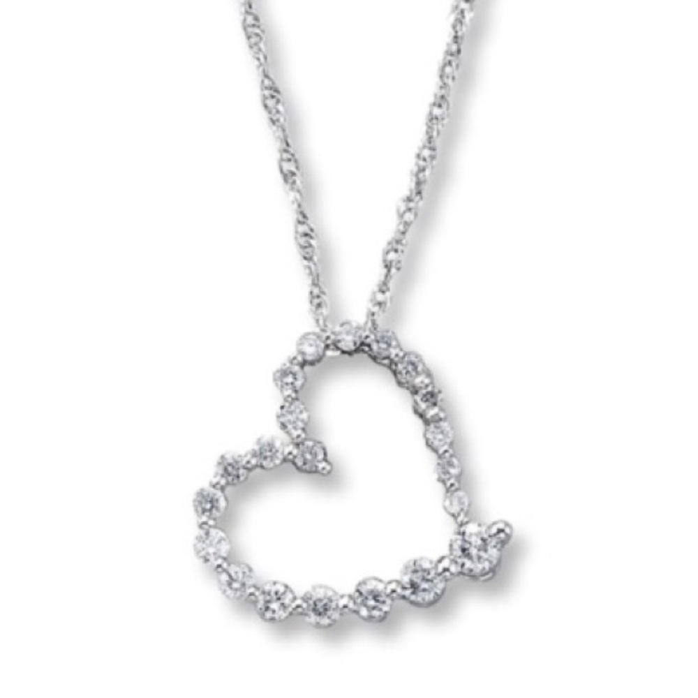 Diamond Heart Necklace 1/5 TCW 10K White Gold